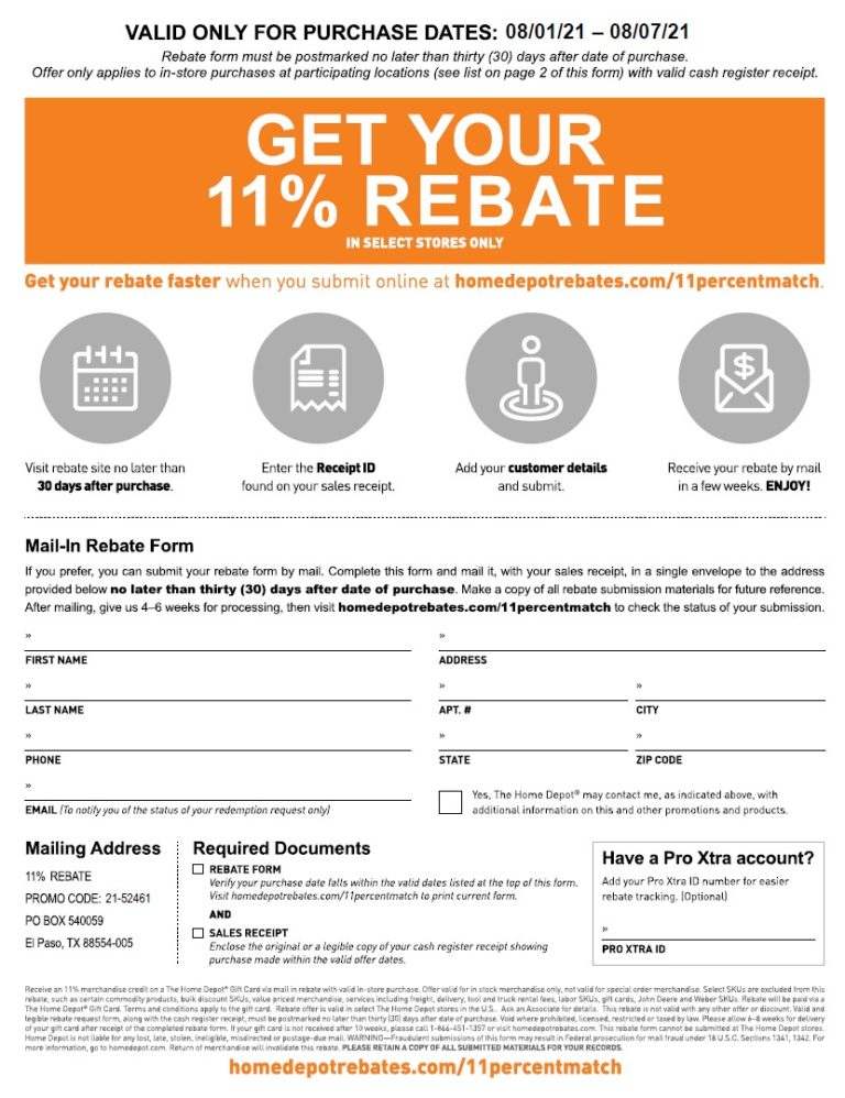 Home Depot Rebates 2023