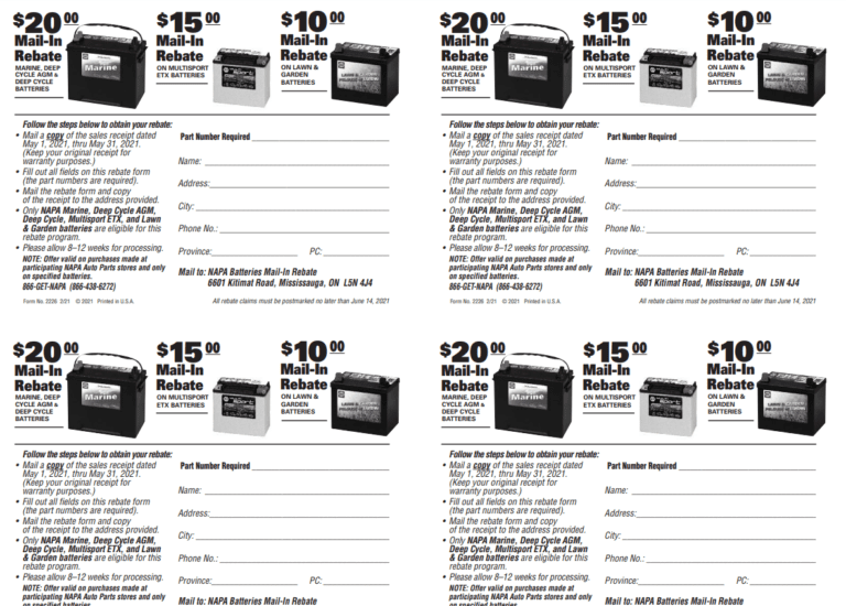 Napa Printable Rebate Form Napa Printable Rebate Form